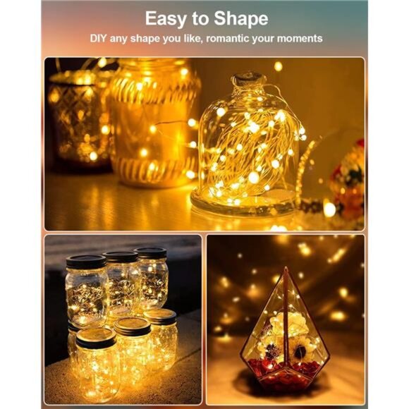 Warm White Fairy String Lights Battery Operated Copper Wire Mason Jar Decor - Picture 4 of 7